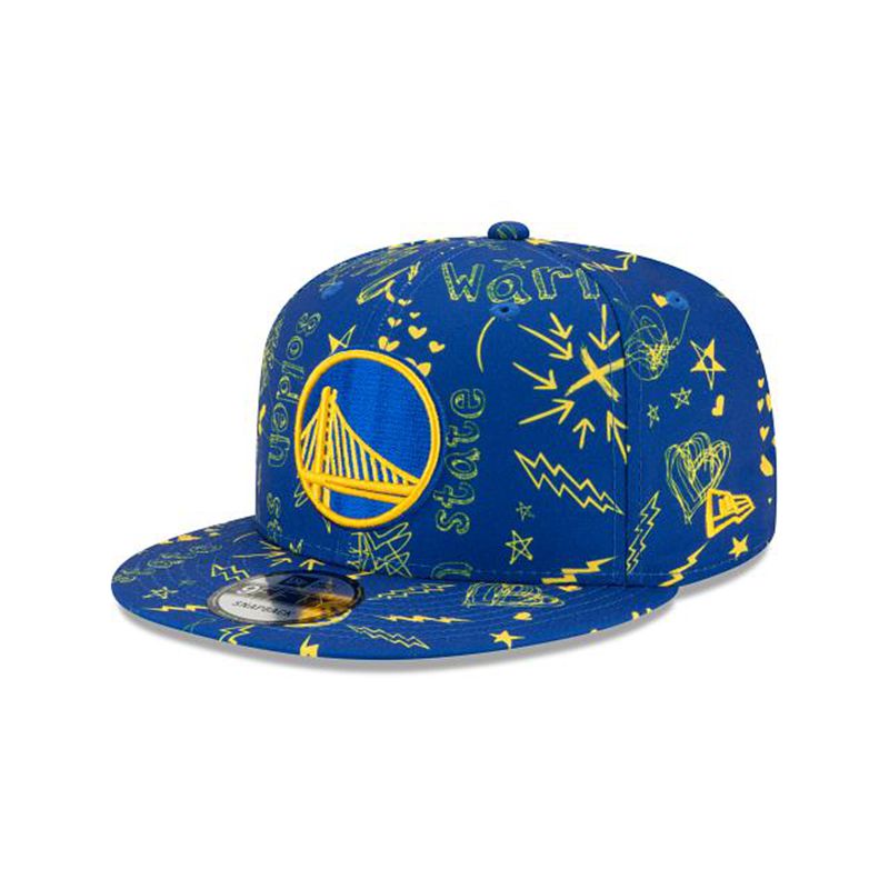 NBA Golden State Warriors Doodle 9Fifty Snapback (YIU6786) - Blue New Era Caps